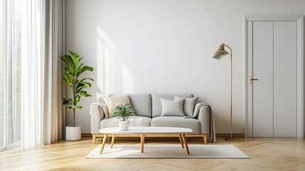 "Modern Minimalist Living Room with Natural Light"