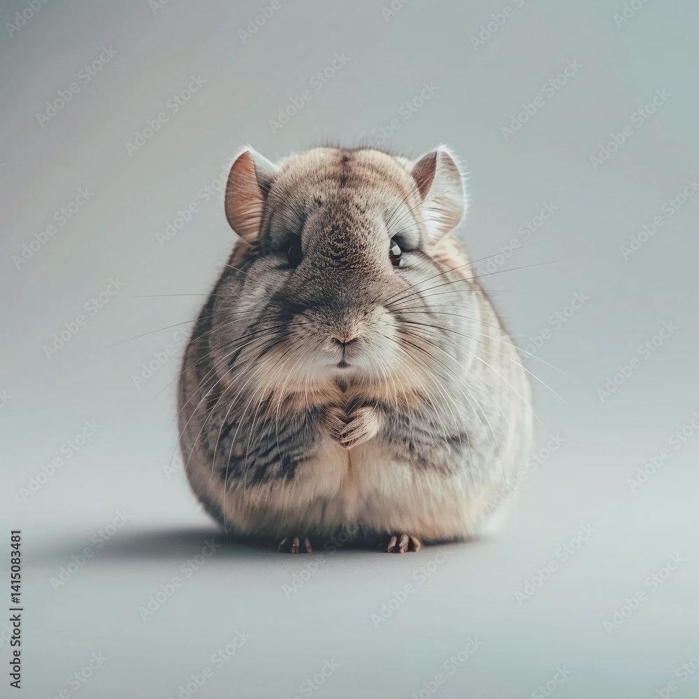 Poster adorable chubby hamster sitting calmly on a smooth surface with a soft gradient background