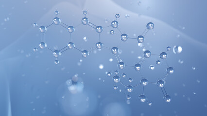 camptothecin molecular structure, 3d model molecule, anticancer alkaloid structural chemical formula view from a microscope