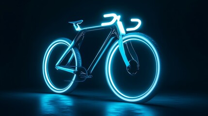 A minimalist bike with glowing handlebars and a seamless futuristic frame 