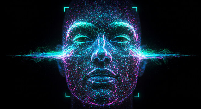 Advanced face recognition biometric security identification technology scan