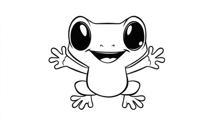 Cute cartoon frog coloring page