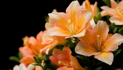 Peachy orange lilies close up