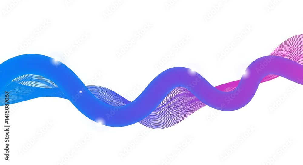 Aufkleber abstract flowing lines in blue and pink - dynamic wavy lines symbolize technology, communication, in