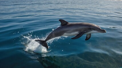 Fototapeta premium Dolphin Jumping Out of the Ocean Water