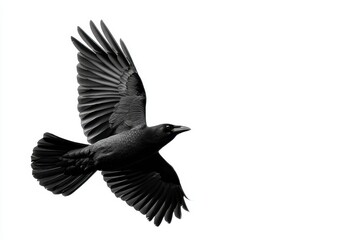 Obraz premium black flying crow with white background tattoo sketch 