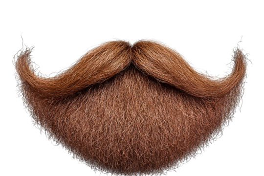 Full, bushy red beard and mustache detailed against a transparent background. Perfect for masculine and hairy designs