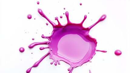 A vibrant splash of pink liquid against a white background, creating an artistic and dynamic visual effect.