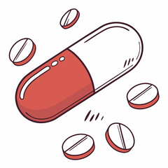 Illustration Of Pharmaceutical Drugs Medication And Capsules For Health And Wellness