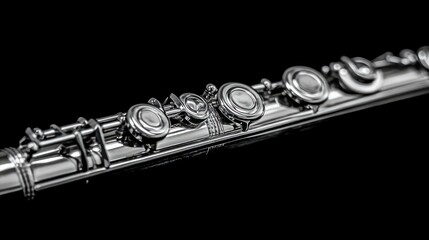 Polished flute on black background