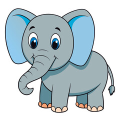 Obraz premium Cute cartoon elephant stands proudly.