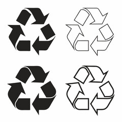 Obraz premium A Set of Black Silhouette Recycling Icons in Various Styles