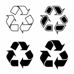 Obraz premium A Set of Black Silhouette Recycling Icons in Various Styles