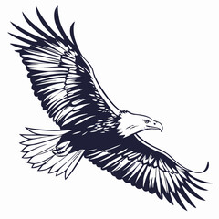 Majestic Bald Eagle Soaring Vector Illustration With Detailed Wing Feathers Design