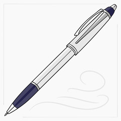 Detailed Vector Illustration Of A Modern Ballpoint Pen Isolated On White