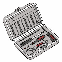 Open Toolbox Illustration With Various Hand Tools For Repair And Maintenance