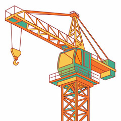 Colorful Construction Crane Illustration For Building Projects And Industrial Design