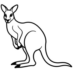 Elegant Kangaroo Line Art – Black & White Vector