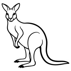 Elegant Kangaroo Line Art – Black & White Vector