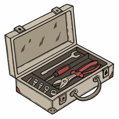 Open Toolbox Illustration With Various Hand Tools For Repair And Maintenance Work