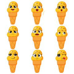 Yellow ice cream character set