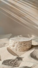 Beige Cylindrical Display Stand in Sand