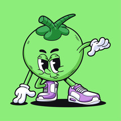 vintage cartoon young coconut character