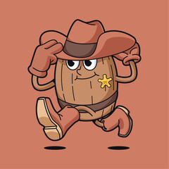 vintage cartoon cowboy barrel character
