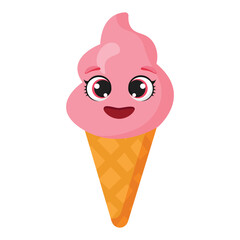 Pink ice cream smiling face
