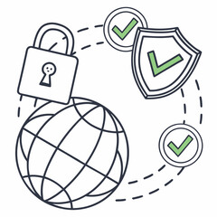 Internet Security Protection Digital Network Safety With Shield And Padlock Icon