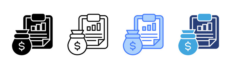Financial Report icon sheet multiple style collection