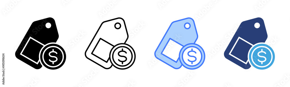 Poster dollar sign icon sheet multiple style collection