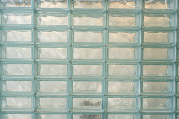 Glass block wall seamless background and texture, translucent glass block wall