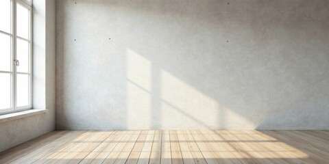 Empty Room Interior Design Showing Sunlight Streaming Through a Window onto Light Wood Floor and Neutral Wall