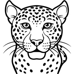 Leopard Line Art Vector on White