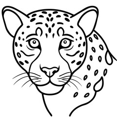Leopard Line Art Vector on White
