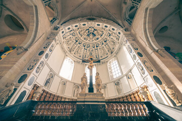 Trier, Germany - April 11, 2025: interior architectural detail of the church in Trier old town.