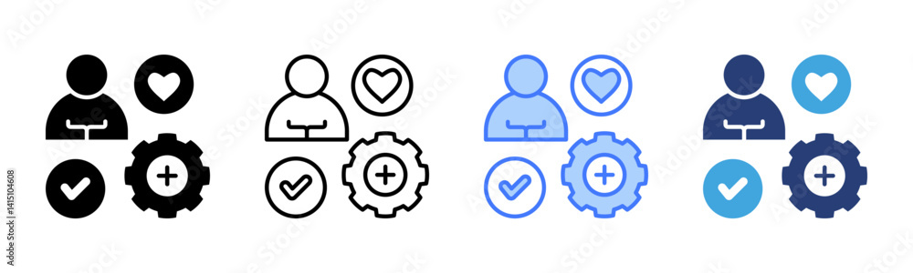 Poster Competency icon sheet multiple style collection