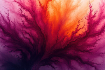 Obraz premium Mesmerizing Ink Swirls: Close-Up Experimental Photography of Magenta and Amber Blending in Water