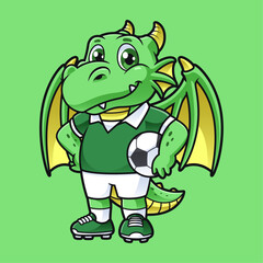 Obraz premium cute dragon holding soccer ball
