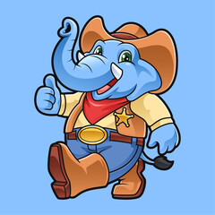 cute elephant cowboy walking