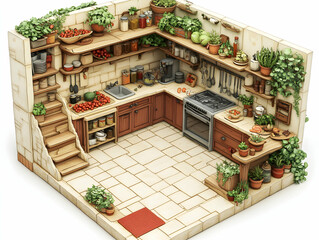 Fototapeta premium Small, Cozy Kitchen