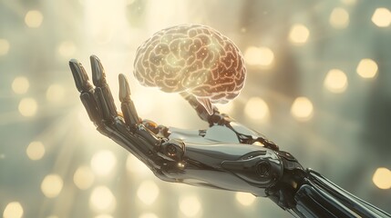 Robotic Hand with Realistic Polished Metal Design for Futuristic Tech Art