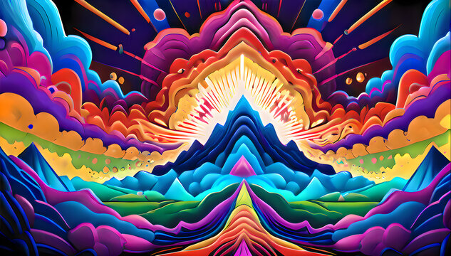 Color Waves and Psychedelic Portraiture - AI Generated Trippy Art for Posters and Wall Decor