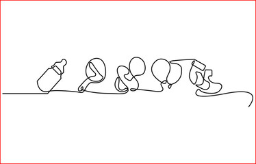 Baby & Child Care Editable Continuous Line Icon Pack Little Boy Playing with Toys One Line Vector Illustration. Continuous Single Line Drawing of Happy Child. Boy Playing Hand Drawn Contour Silhouette