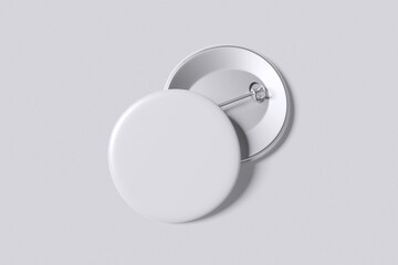 Round Pin white with grey background color for mockup template