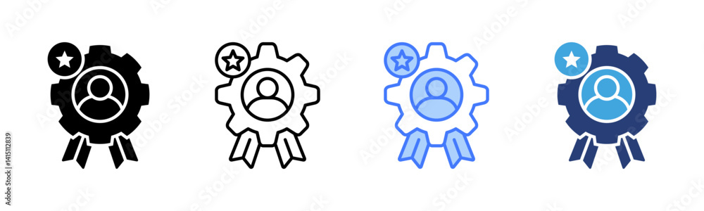 Poster quality management icon sheet multiple style collection