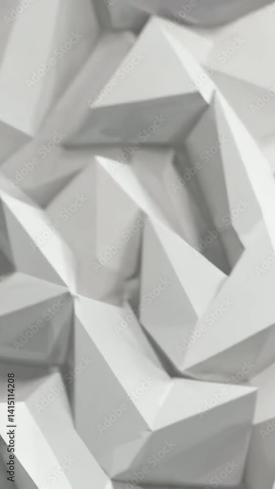 Poster dynamic transformation of abstract geometric shapes with shifting facets in seamless motion