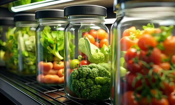 Fresh Vegetables in Glass Jars: A Healthy and Vibrant Display