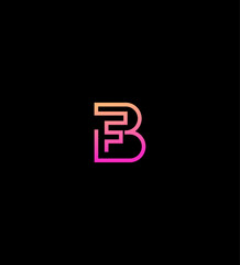 Abstract Gradient Letter BF, FB Logo Design, Modern Branding, Minimalist Style, Pink, Orange, Identity